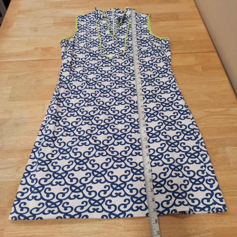 Vince Camuto Navy Blue White Print Sleeveless Cotton Dress Size 6 - Picture 16 of 16